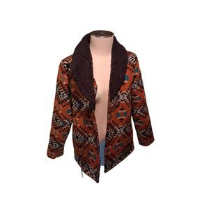 Cotton and rye western Southwestern cardigan small sherpa lined